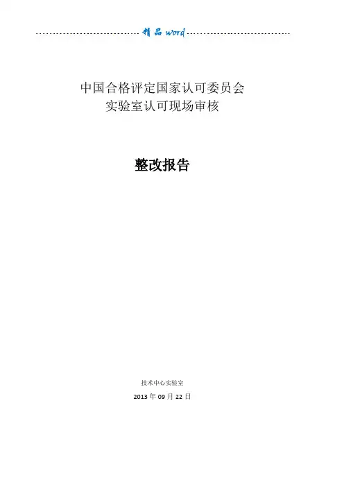 实验室不符合项整改报告
