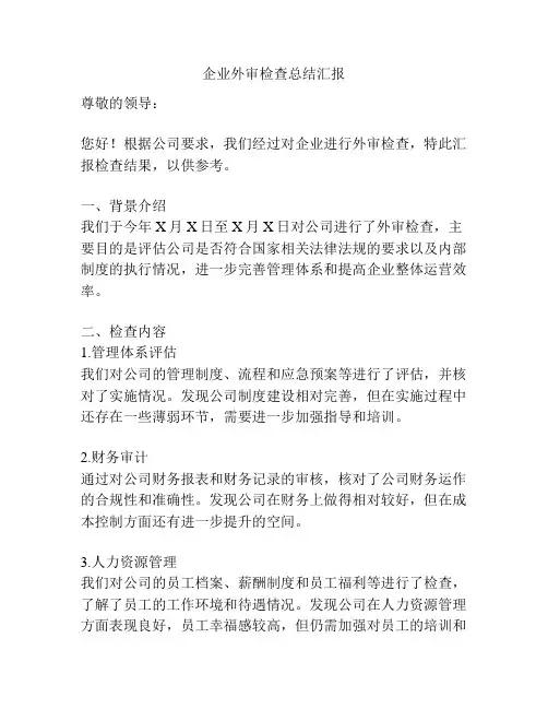 企业外审检查总结汇报