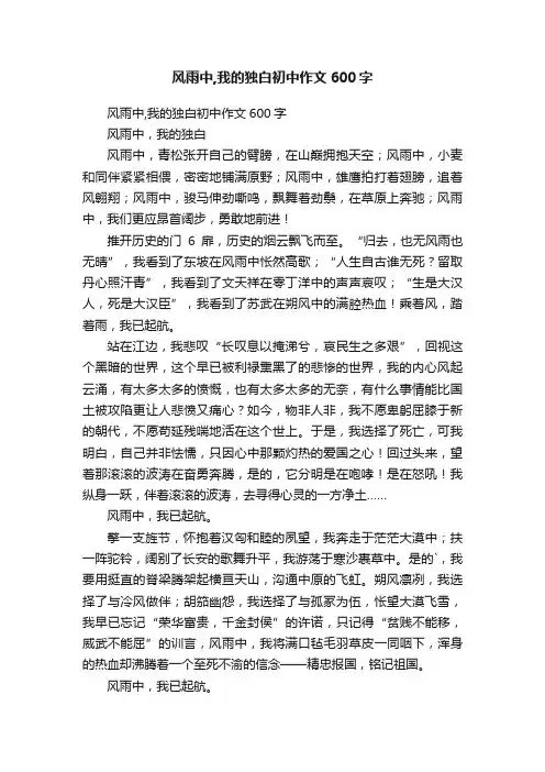 风雨中,我的独白初中作文600字
