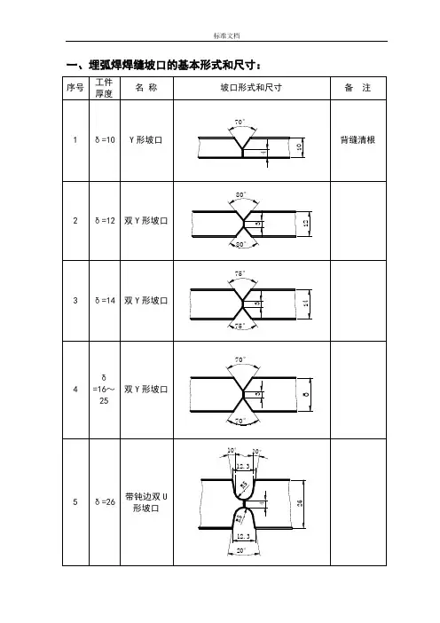 焊缝坡口地基本形式和尺寸实用标准