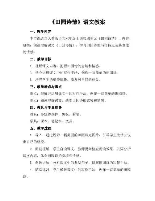 《田园诗情》语文教案