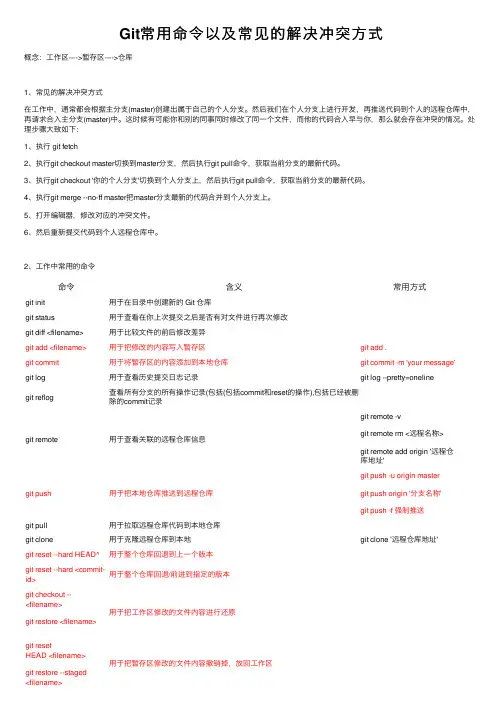 Git常用命令以及常见的解决冲突方式