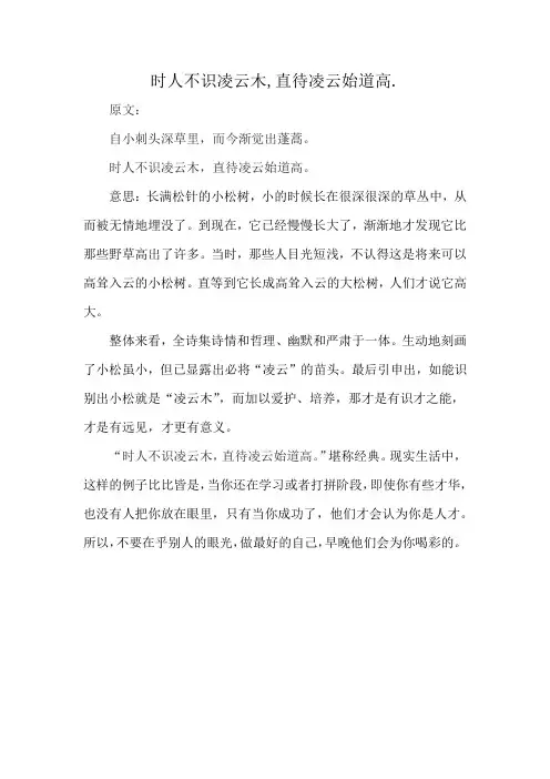 时人不识凌云木,直待凌云始道高.