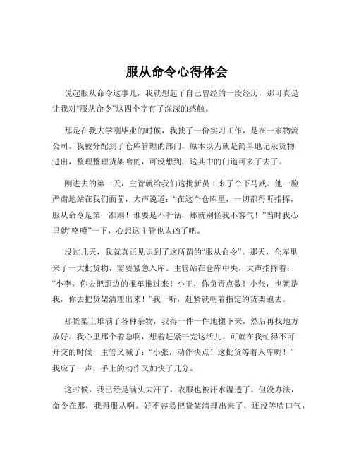 服从命令心得体会
