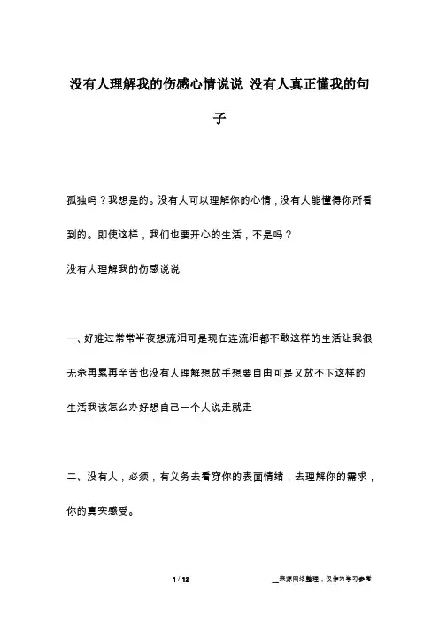 没有人理解我的伤感心情说说 没有人真正懂我的句子
