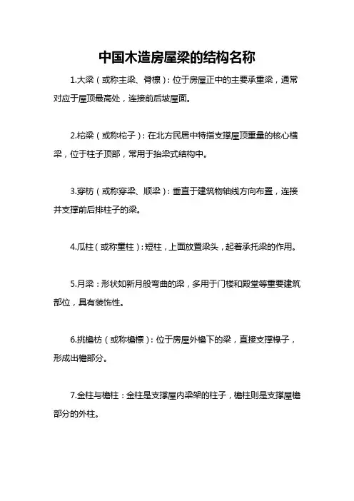 中国木造房屋梁的结构名称