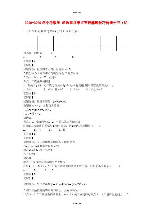 中考数学 函数重点难点突破解题技巧传播十三(B)