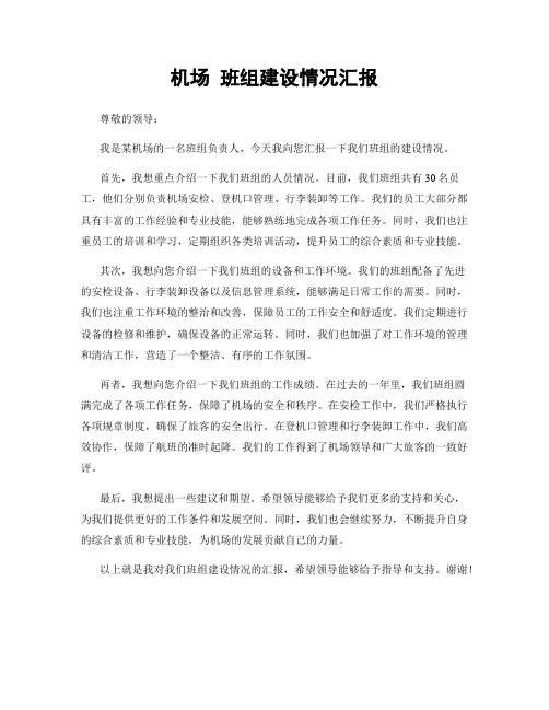 机场 班组建设情况汇报
