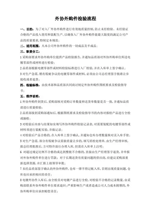 外协件检验流程