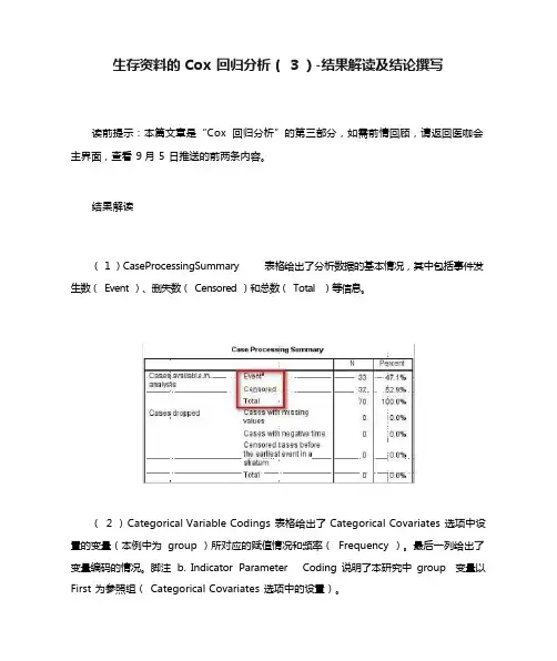 生存资料的Cox回归分析(3)-结果解读及结论撰写