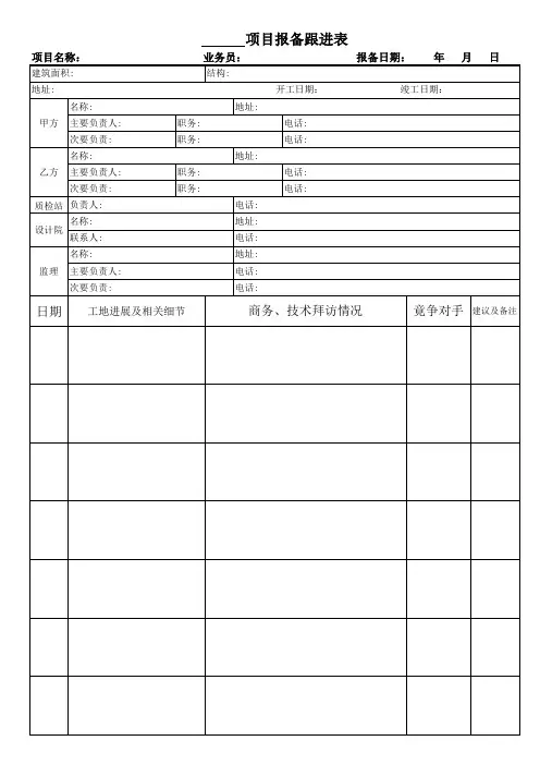 项目报备跟进表
