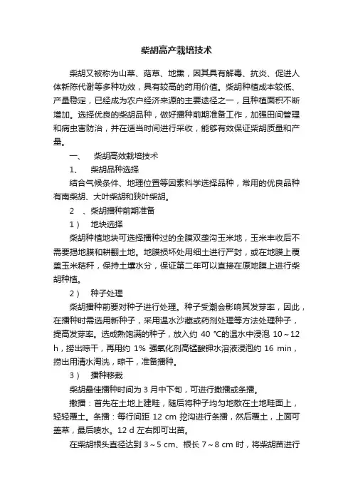 柴胡高产栽培技术