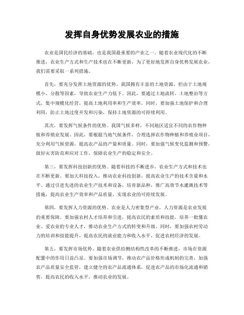 发挥自身优势发展农业的措施