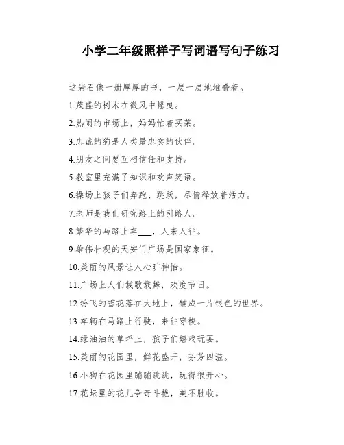 小学二年级照样子写词语写句子练习