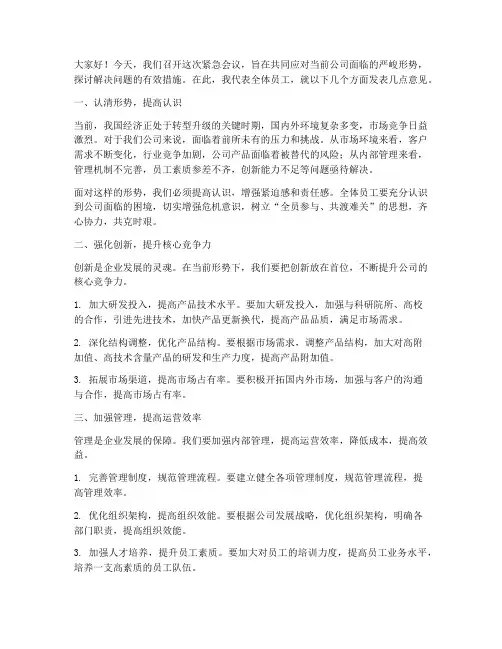 在紧急会议上的发言稿
