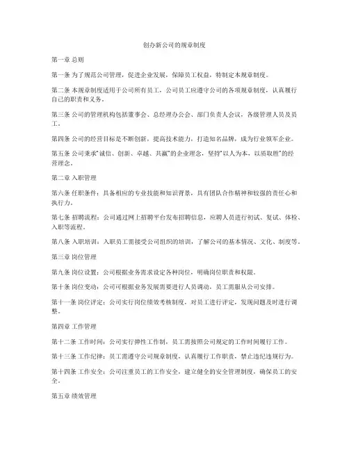 创办新公司的规章制度