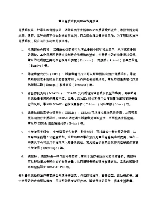 常见骨质疏松药物与作用原理