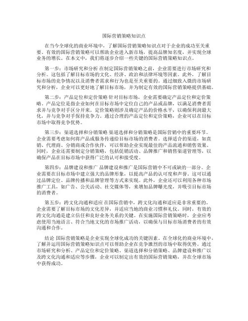 国际营销策略知识点