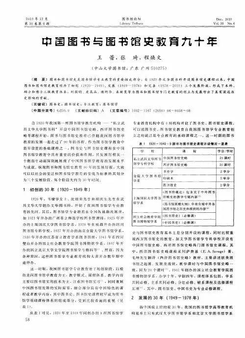 中国图书与图书馆史教育九十年