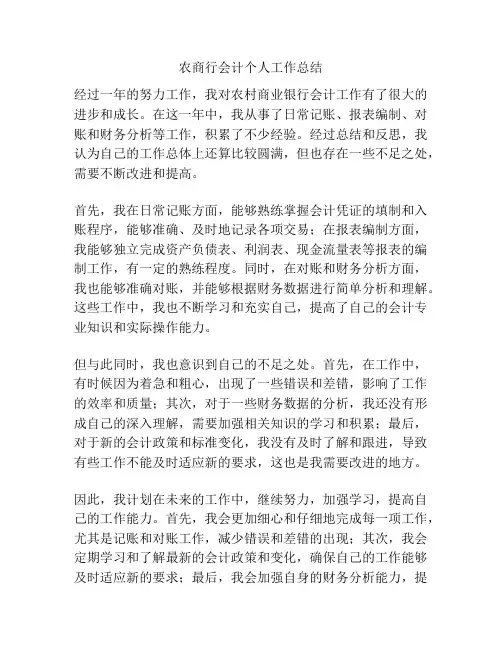 农商行会计个人工作总结