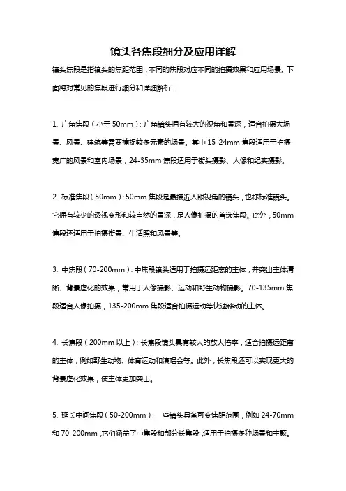 镜头各焦段细分及应用详解