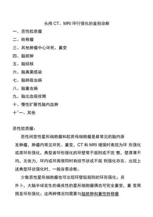 头颅CT、MRI环行强化的鉴别诊断