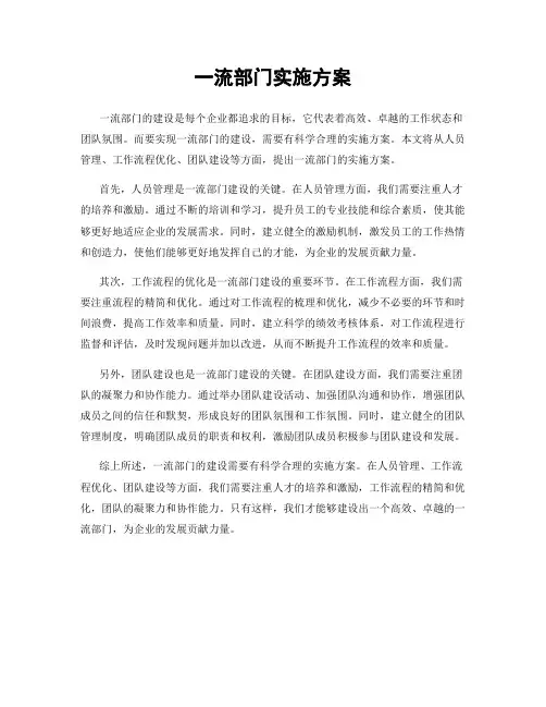 一流部门实施方案