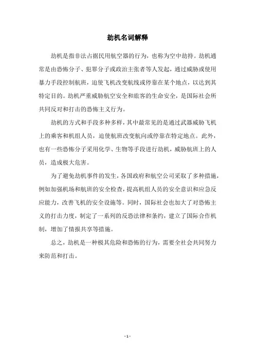 劫机名词解释