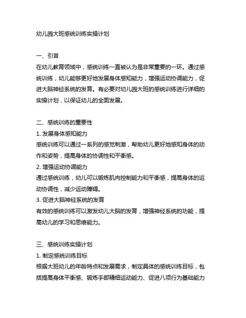 幼儿园大班感统训练实操计划 幼儿园感统训练