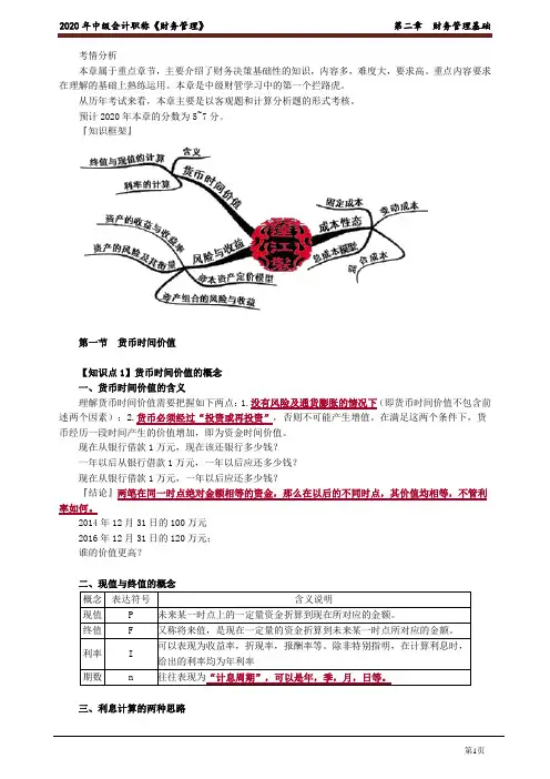 2020年中级会计师《财务管理》基础精讲讲义第二章 财务管理基础
