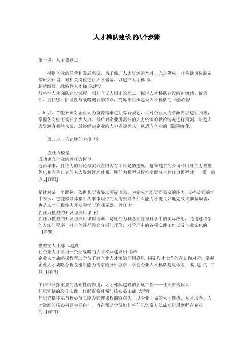 【实战技巧】人才梯队建设的八个步骤