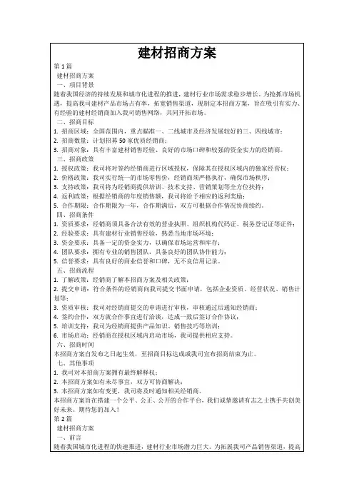 建材招商方案