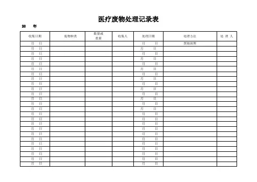 医疗废物处理记录表