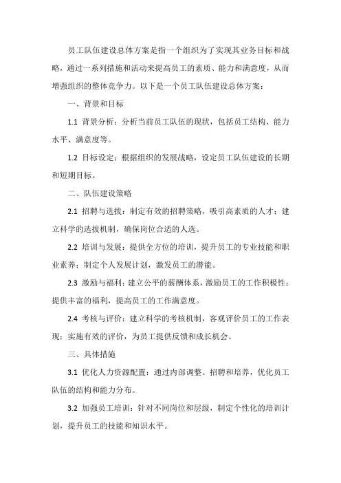 员工队伍建设总体方案