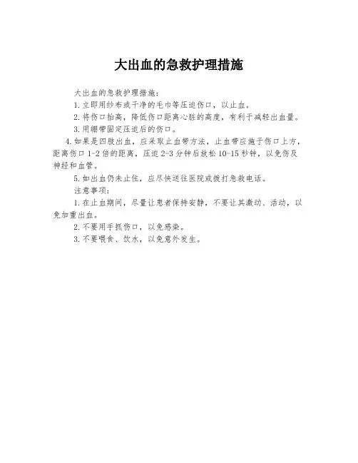 大出血的急救护理措施