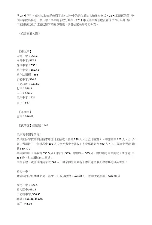 2017天津中考分数.doc