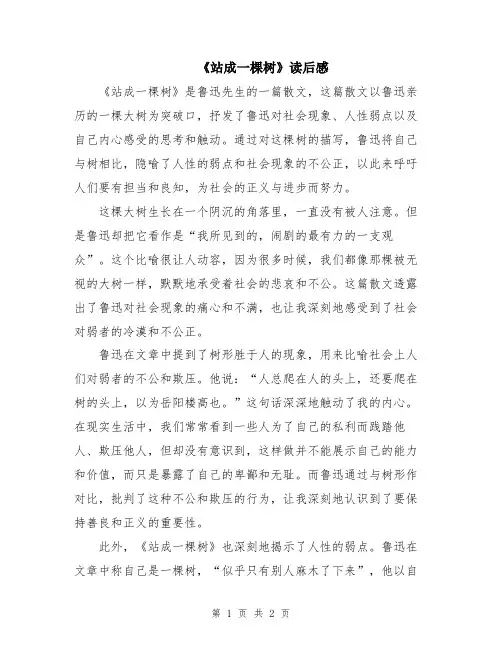 《站成一棵树》读后感