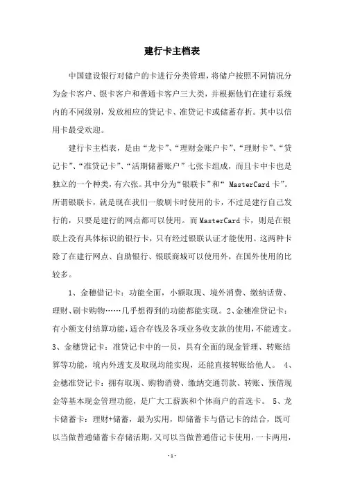 建行卡主档表