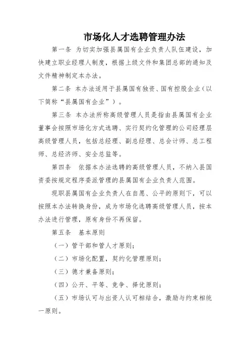 市场化人才选聘管理办法