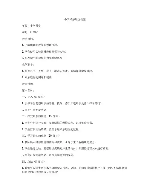 小学蜡烛燃烧教案