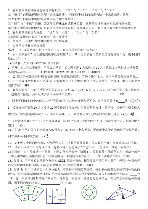 排列组合常见类型及方法