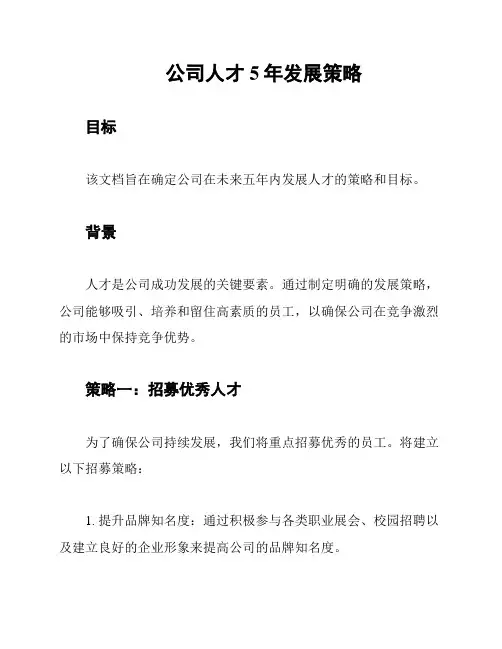 公司人才5年发展策略