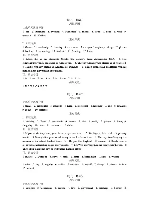 2015盐城中考说明英语7年级部分答案