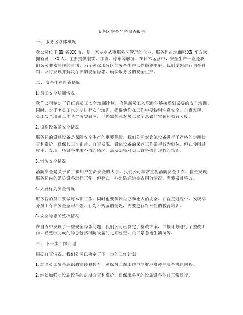 服务区安全生产自查报告