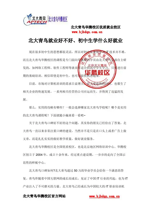 北大青鸟就业好不好、初中生学什么好就业