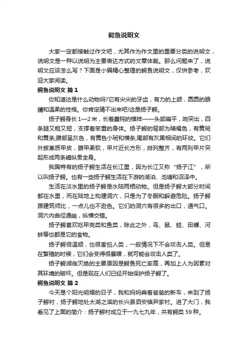 鳄鱼说明文（精选49篇）