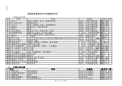 100部经典名着推荐阅读书目(大学必读)