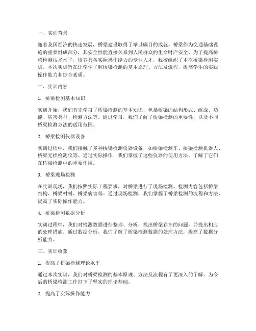桥梁检测实训报告总结