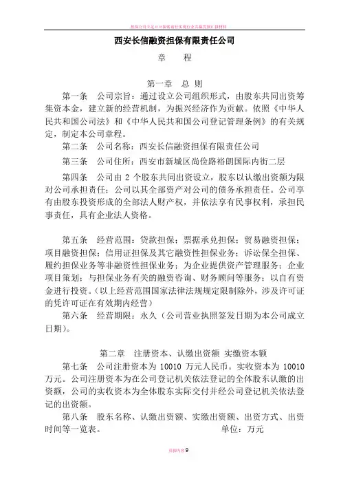 担保公司章程(实例)