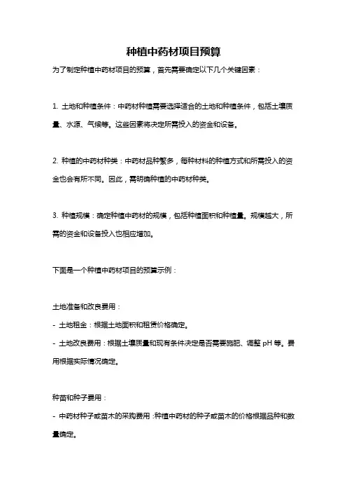 种植中药材项目预算